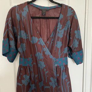 Beautiful Floral Marc by Marc Jacobs Short Sleeve Silk Top Size XS